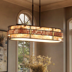 Urban Ambiance - Chandelier - UQL2432 Art Deco Deco Linear Chandelier, 21"H x 37"W, Copper Revival Finish, Genoa Collection -