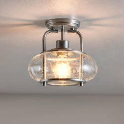 Urban Ambiance - Ceiling Light - UQL3270 Utilitarian Ceiling Light, 9.28"H x 10"W, Brushed Nickel Finish, Clearwater Collection - 