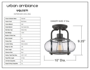 Explore the Clearwater collection by Urban Ambiance, featuring the UQL3271 Utilitarian Ceiling Light. This vintage-inspired piece boasts a dark bronze finish, oversized clear seedy glass shades, and measures 9.28