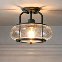 Urban Ambiance - Ceiling Light - UQL3281 Utilitarian Ceiling Light, 10"H x 12"W, Dark Bronze Finish, Clearwater Collection - 