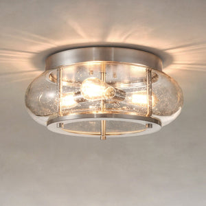 Urban Ambiance - Ceiling Light - UQL3300 Utilitarian Ceiling Light, 7"H x 16"W, Brushed Nickel Finish, Clearwater Collection -