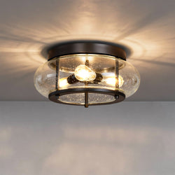 Urban Ambiance - Ceiling Light - UQL3301 Utilitarian Ceiling Light, 7"H x 16"W, Dark Bronze Finish, Clearwater Collection - 