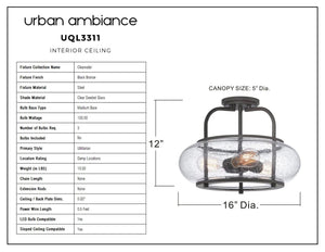 The Urban Ambiance UQL3311 Utilitarian Ceiling Light from the Clearwater Collection, 16