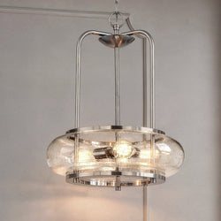 Urban Ambiance - Chandelier - UQL3340 Utilitarian Chandelier, 20"H x 16"W, Brushed Nickel Finish, Clearwater Collection - 