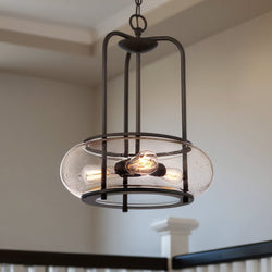 Urban Ambiance - Chandelier - UQL3341 Utilitarian Chandelier, 20"H x 16"W, Dark Bronze Finish, Clearwater Collection - 