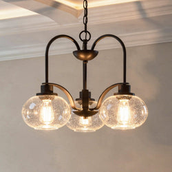 Urban Ambiance - Chandelier - UQL3351 Utilitarian Chandelier, 16.5"H x 22"W, Dark Bronze Finish, Clearwater Collection - 