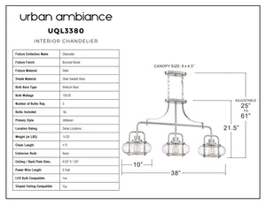 Urban Ambiance - Chandelier - UQL3380 Utilitarian Chandelier, 21.55