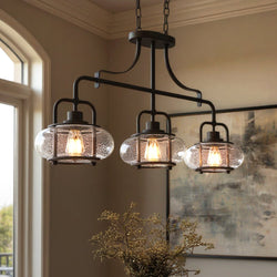 Urban Ambiance - Chandelier - UQL3381 Utilitarian Chandelier, 21.55"H x 38"W, Dark Bronze Finish, Clearwater Collection - 