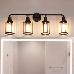 Urban Ambiance - Bath Vanity Light - UQL3500 Luxe Industrial Bath Vanity Light, 12"H x 33.5"W, Natural Black Finish, Hillsboro Collection -