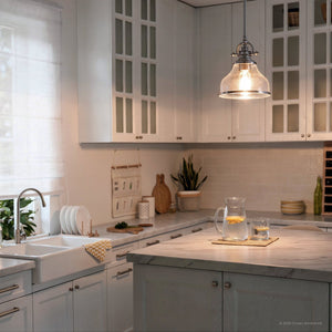 Urban Ambiance - Pendant Light - UQL3661 Traditional Pendant 9.5''H x 8''W, Brushed Nickel Finish, Pasadena Collection - 