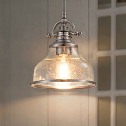 Urban Ambiance - Pendant Light - UQL3661 Traditional Pendant 9.5''H x 8''W, Brushed Nickel Finish, Pasadena Collection - 