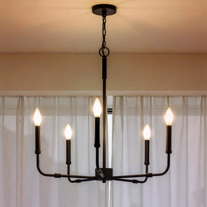 Urban Ambiance - Chandelier - UQL3803 Modern Farmhouse Chandelier 25.25''H x 24''W, Matte Black Finish, Bideford Collection -
