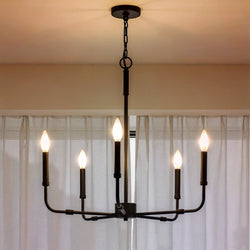 Urban Ambiance - Chandelier - UQL3803 Modern Farmhouse Chandelier 25.25''H x 24''W, Matte Black Finish, Bideford Collection -