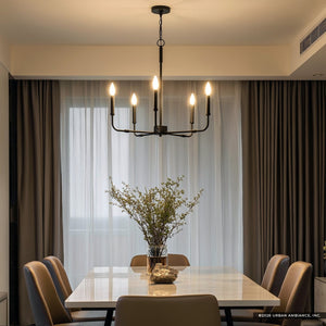 Urban Ambiance - Chandelier - UQL3803 Modern Farmhouse Chandelier 25.25''H x 24''W, Matte Black Finish, Bideford Collection -