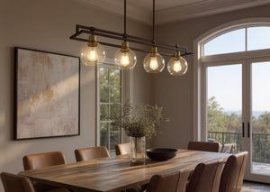Urban Ambiance - Chandelier - UQL4030 Utilitarian Chandelier 10''H x 40''W, Dark Bronze Finish, Preston Collection - 