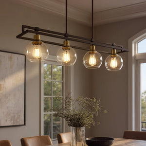 Urban Ambiance - Chandelier - UQL4030 Utilitarian Chandelier 10''H x 40''W, Dark Bronze Finish, Preston Collection - 