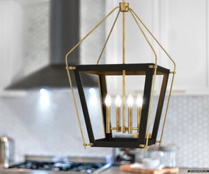 Urban Ambiance - Pendant - UQL4410 Transitional Indoor Pendant, 30.25''H x 18.25''W x 18.25''D, Earth Black Finish, Parramatta Collection - 