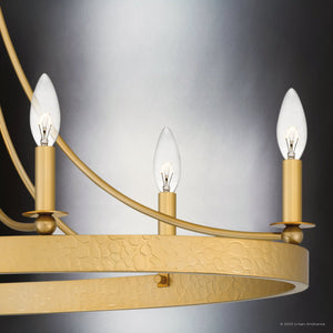 Urban Ambiance - Chandelier - UQL4471 Transitional Indoor Chandelier, 21.00''H x 35.50''W x 16.50''D, Light Gold Finish, Drake Collection - 