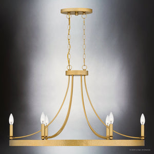 Urban Ambiance - Chandelier - UQL4471 Transitional Indoor Chandelier, 21.00''H x 35.50''W x 16.50''D, Light Gold Finish, Drake Collection - 
