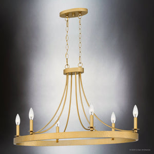 Urban Ambiance - Chandelier - UQL4471 Transitional Indoor Chandelier, 21.00''H x 35.50''W x 16.50''D, Light Gold Finish, Drake Collection - 