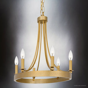 Urban Ambiance - Chandelier - UQL4471 Transitional Indoor Chandelier, 21.00''H x 35.50''W x 16.50''D, Light Gold Finish, Drake Collection - 