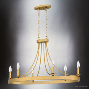 Urban Ambiance - Chandelier - UQL4471 Transitional Indoor Chandelier, 21.00''H x 35.50''W x 16.50''D, Light Gold Finish, Drake Collection - 