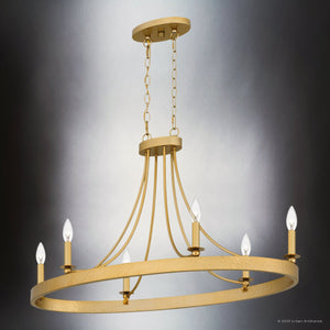 Urban Ambiance - Chandelier - UQL4471 Transitional Indoor Chandelier, 21.00''H x 35.50''W x 16.50''D, Light Gold Finish, Drake Collection - 