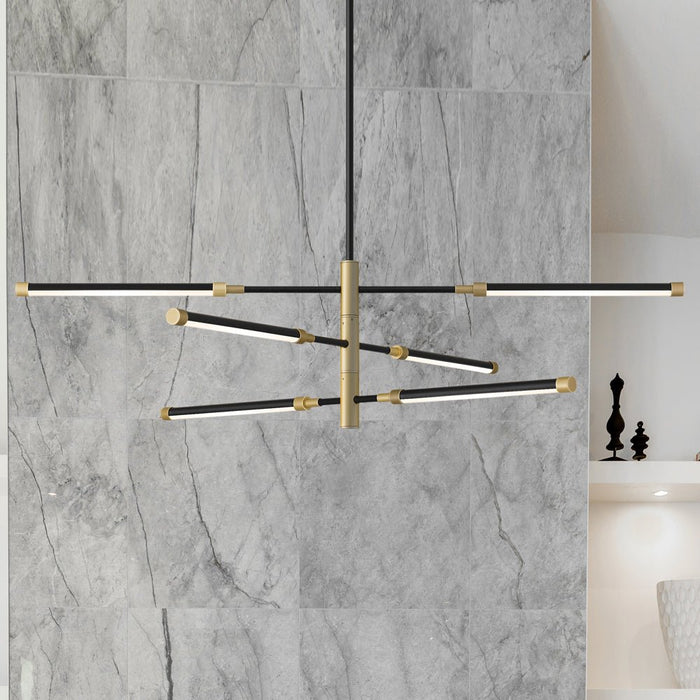 UQL4500 Modern Indoor Chandelier, 10.00''H x 39.75''W x 36.00''D, Matte Black Finish, Albury Collection