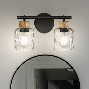 Urban Ambiance - Bath Light - UQL4521 Coastal Indoor Bath Light, 9.25''H x 14.50''W x 5.75''D, Matte Black Finish, Lancaster Collection -