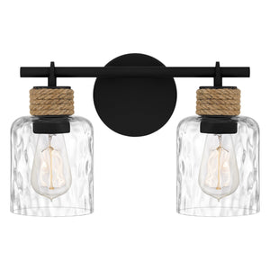 Urban Ambiance - Bath Light - UQL4521 Coastal Indoor Bath Light, 9.25''H x 14.50''W x 5.75''D, Matte Black Finish, Lancaster Collection - 