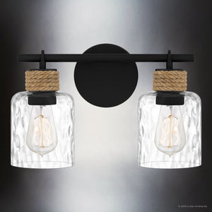Urban Ambiance - Bath Light - UQL4521 Coastal Indoor Bath Light, 9.25''H x 14.50''W x 5.75''D, Matte Black Finish, Lancaster Collection - 