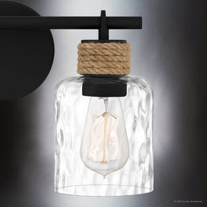 Urban Ambiance - Bath Light - UQL4521 Coastal Indoor Bath Light, 9.25''H x 14.50''W x 5.75''D, Matte Black Finish, Lancaster Collection - 