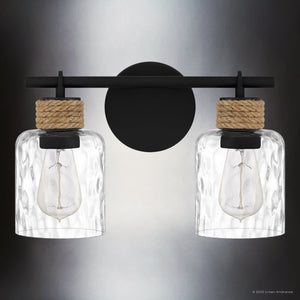 Urban Ambiance - Bath Light - UQL4521 Coastal Indoor Bath Light, 9.25''H x 14.50''W x 5.75''D, Matte Black Finish, Lancaster Collection - 
