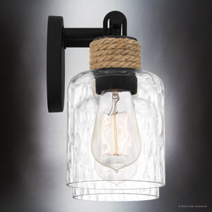 Urban Ambiance - Bath Light - UQL4521 Coastal Indoor Bath Light, 9.25''H x 14.50''W x 5.75''D, Matte Black Finish, Lancaster Collection - 