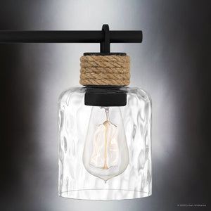 Urban Ambiance - Bath Light - UQL4522 Coastal Indoor Bath Light, 9.25''H x 33.75''W x 5.75''D, Matte Black Finish, Lancaster Collection - 