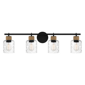 Urban Ambiance - Bath Light - UQL4522 Coastal Indoor Bath Light, 9.25''H x 33.75''W x 5.75''D, Matte Black Finish, Lancaster Collection - 