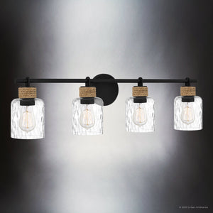 Urban Ambiance - Bath Light - UQL4522 Coastal Indoor Bath Light, 9.25''H x 33.75''W x 5.75''D, Matte Black Finish, Lancaster Collection - 