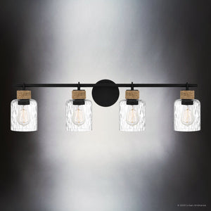 Urban Ambiance - Bath Light - UQL4522 Coastal Indoor Bath Light, 9.25''H x 33.75''W x 5.75''D, Matte Black Finish, Lancaster Collection - 