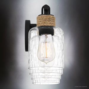 Urban Ambiance - Bath Light - UQL4522 Coastal Indoor Bath Light, 9.25''H x 33.75''W x 5.75''D, Matte Black Finish, Lancaster Collection - 