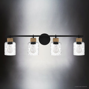 Urban Ambiance - Bath Light - UQL4522 Coastal Indoor Bath Light, 9.25''H x 33.75''W x 5.75''D, Matte Black Finish, Lancaster Collection - 