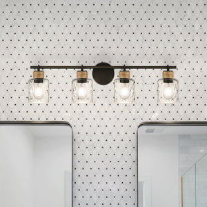 Urban Ambiance - Bath Light - UQL4522 Coastal Indoor Bath Light, 9.25''H x 33.75''W x 5.75''D, Matte Black Finish, Lancaster Collection -