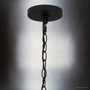 Urban Ambiance - Chandelier - UQL4523 Natural Indoor Chandelier, 17.75''H x 25.50''W x 25.50''D, Matte Black Finish, Lancaster Collection - 