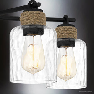 Urban Ambiance - Chandelier - UQL4523 Natural Indoor Chandelier, 17.75''H x 25.50''W x 25.50''D, Matte Black Finish, Lancaster Collection - 