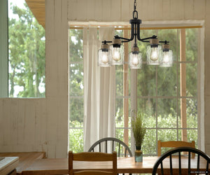 Urban Ambiance - Chandelier - UQL4523 Natural Indoor Chandelier, 17.75''H x 25.50''W x 25.50''D, Matte Black Finish, Lancaster Collection - 