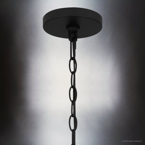 Urban Ambiance - Pendant - UQL4524 Natural Indoor Pendant, 14.75''H x 12.00''W x 12.00''D, Matte Black Finish, Lancaster Collection - 
