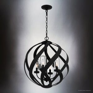 Urban Ambiance - Pendant - UQL4550 Tudor Indoor Pendant, 23.00''H x 19.50''W x 19.50''D, Earth Black Finish, Walsall Collection - 