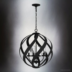 Urban Ambiance - Pendant - UQL4550 Tudor Indoor Pendant, 23.00''H x 19.50''W x 19.50''D, Earth Black Finish, Walsall Collection - 
