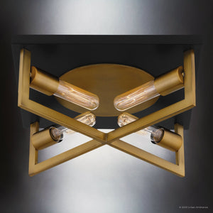 Urban Ambiance - Ceiling Light - UQL4580 Modern Indoor Ceiling Light, 5.50''H x 14.00''W x 14.00''D, Aged Brass Finish, Alford Collection - 