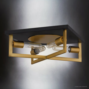 Urban Ambiance - Ceiling Light - UQL4580 Modern Indoor Ceiling Light, 5.50''H x 14.00''W x 14.00''D, Aged Brass Finish, Alford Collection - 
