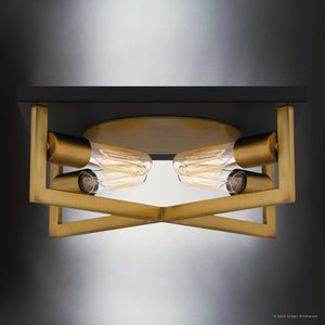 Urban Ambiance - Ceiling Light - UQL4580 Modern Indoor Ceiling Light, 5.50''H x 14.00''W x 14.00''D, Aged Brass Finish, Alford Collection - 